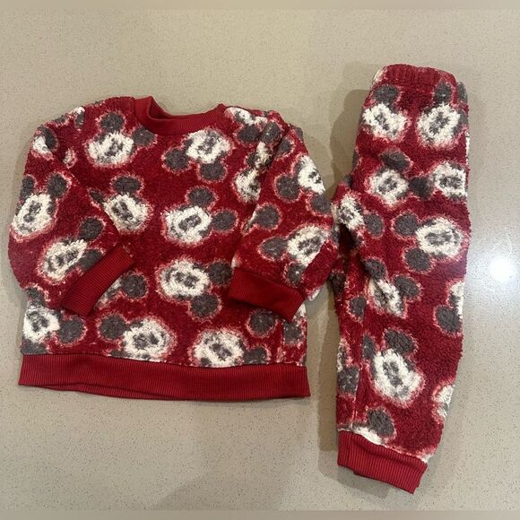 Disney Other - Disney Mickey Mouse Baby Sherpa Long-Sleeve Matching Top and Pants Set Size 18 M